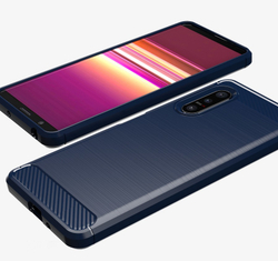 Защитный темно-синий чехол для смартфона Sony Xperia 5 II генерация 2020, серия Carbon от Caseport