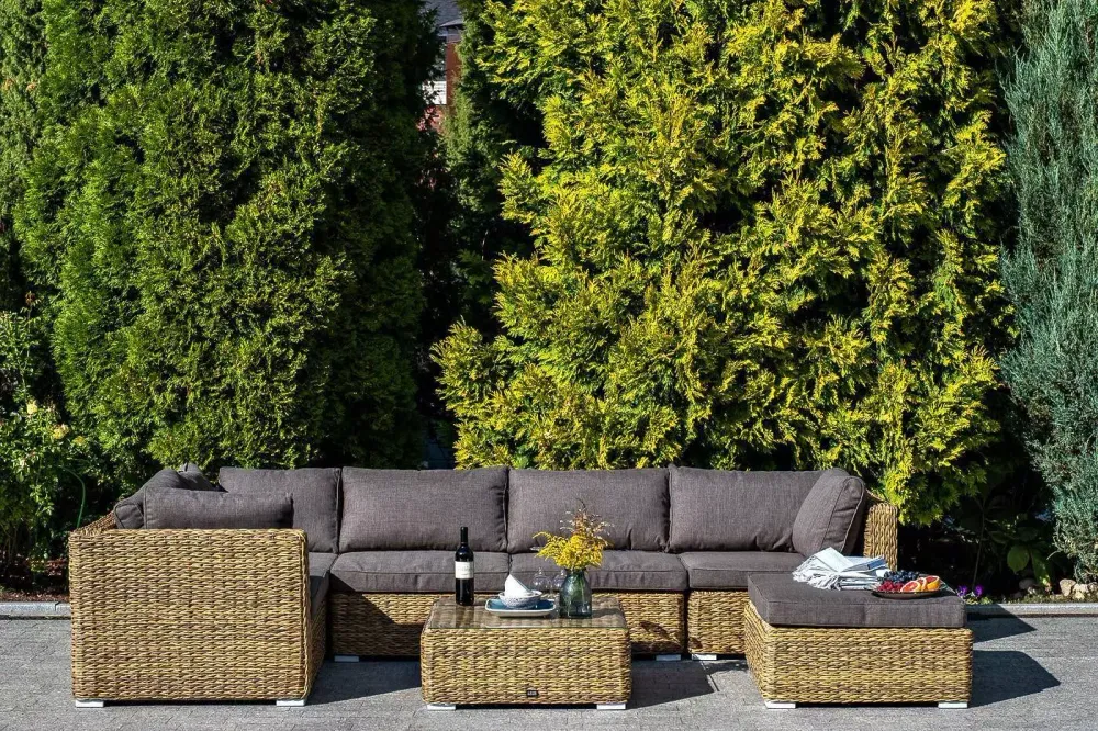 "Лунго" трансформирующаяся лаунж-зона из искусственного ротанга (гиацинт), цвет соломенный