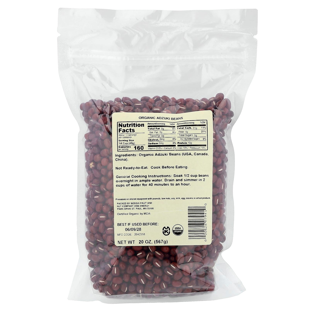 Bergin Fruit and Nut Company, Органическая фасоль адзуки, 568 г (20 унций)