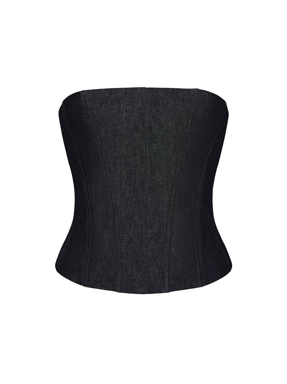 Топ корсетного типа из денима с отстрочками