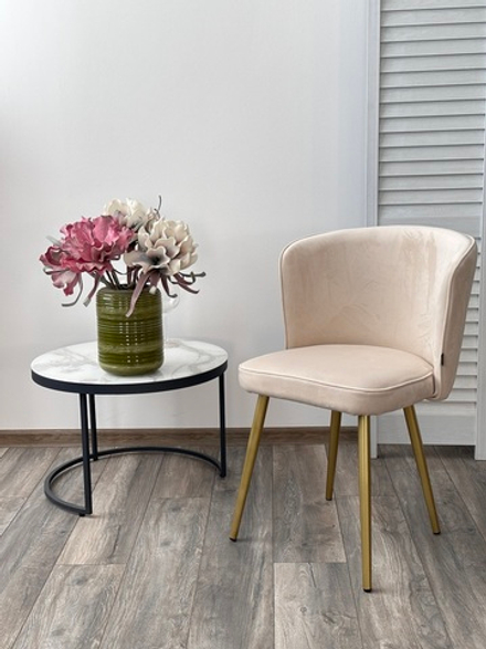 Стул М-City DISAUR Моне Zizi 002 Молочный, Велюр, Золотой каркас