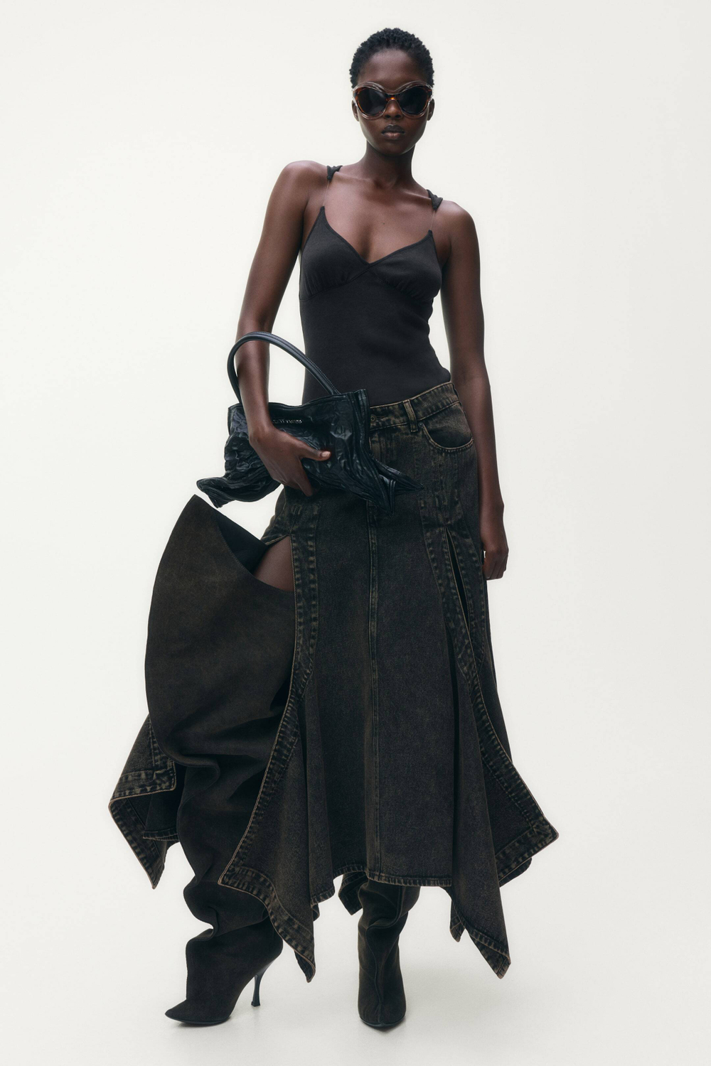 H&M - Glenn Martens Топ без рукавов в рубчик, черный