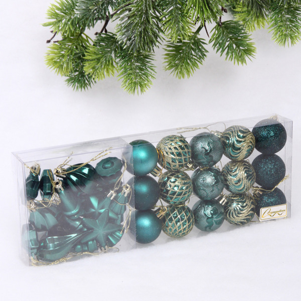 Набор ёлочных украшений «Elegant shine» 4 см 30 предмета), Изумруд