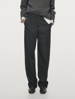 Massimo Dutti Полосатые брюки из смесовой шерсти, темно-серый