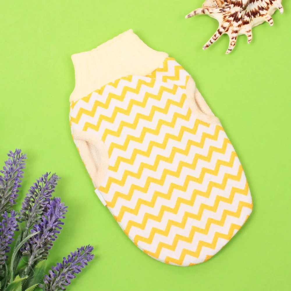 Мочалка - варежка скрaбирующая «Premium - KORSIKA», цвет белый / жёлтый, 12*15см (ZIPпакет)