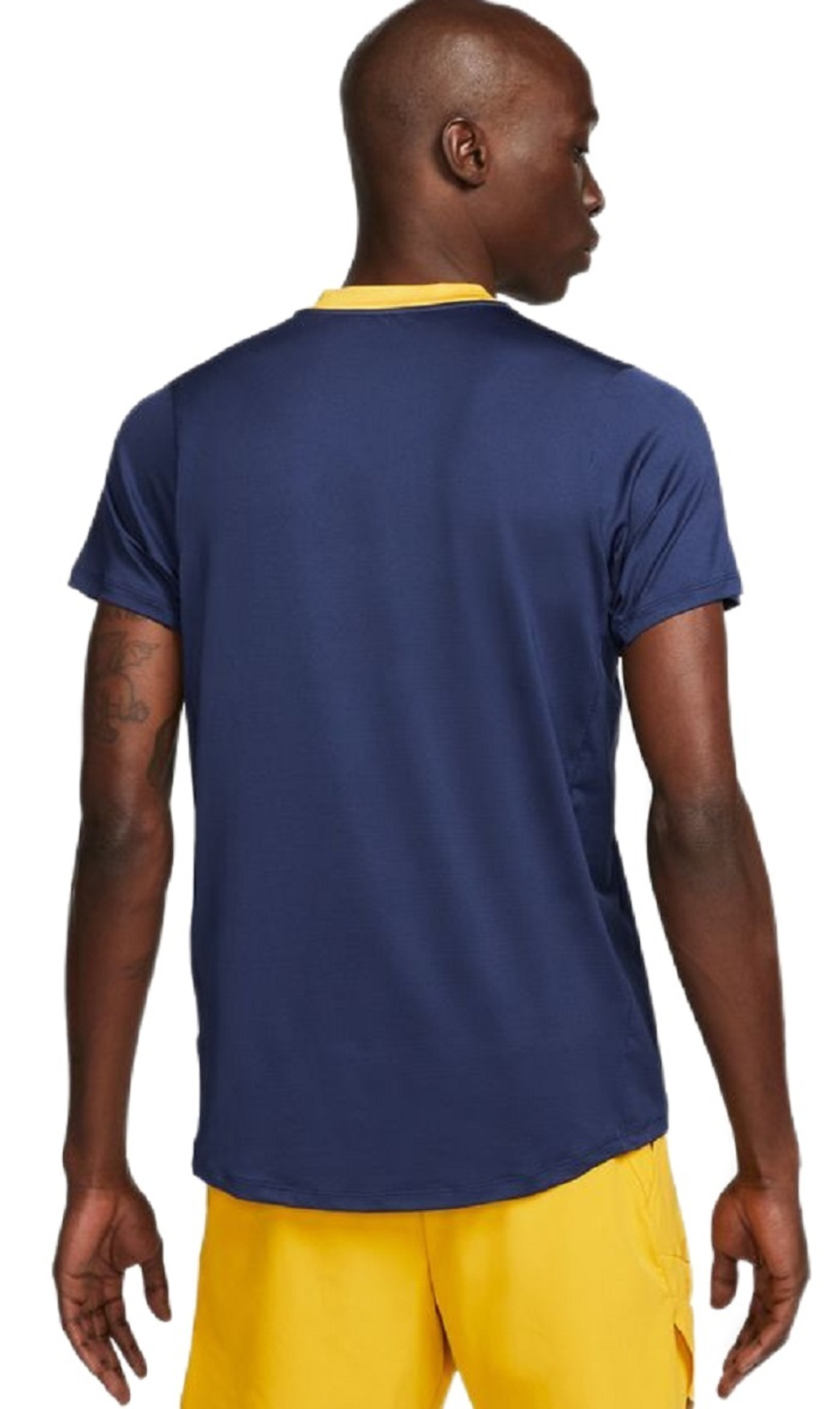 Футболка мужская теннисная Nike Men's Dri-Fit Advantage Crew Top - midnight navy/yellow ochre/white