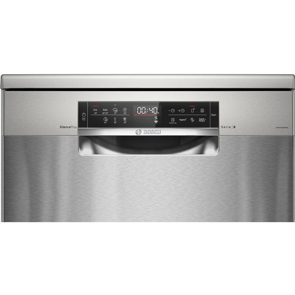 Отдельностоящая посудомоечная машина BOSCH SMS6EMI65Q, Serie 6, полноразмерная, 13 комплектов, 4 программы, защита от протечек, нержавеющая сталь