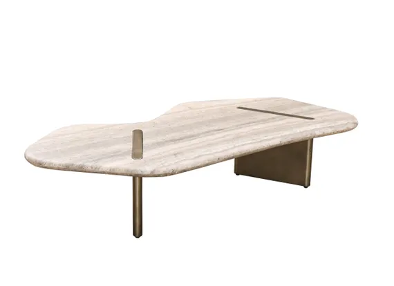 Журнальный столик 4931, 140х70 см, натуральный травертин