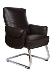 Кресло офисное Ritz CF коричневая кожа алюминиевая крестовина