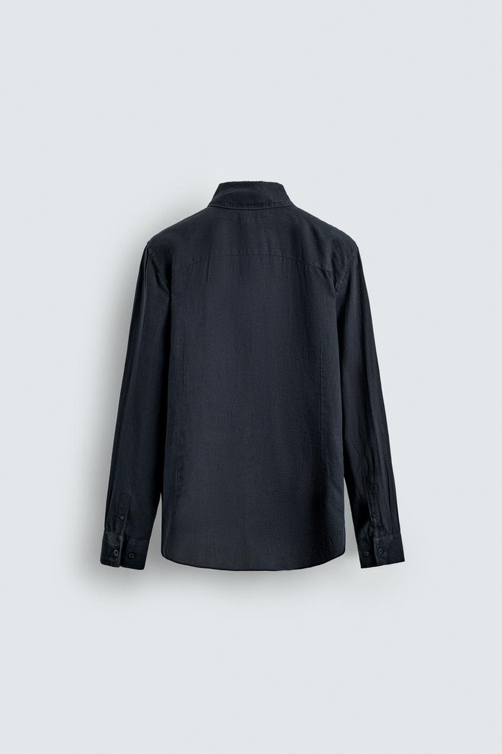 ZARA РУБАШКА REGULAR FIT ИЗ 100% ЛЬНА, МОРСКОЙ СИНИЙ