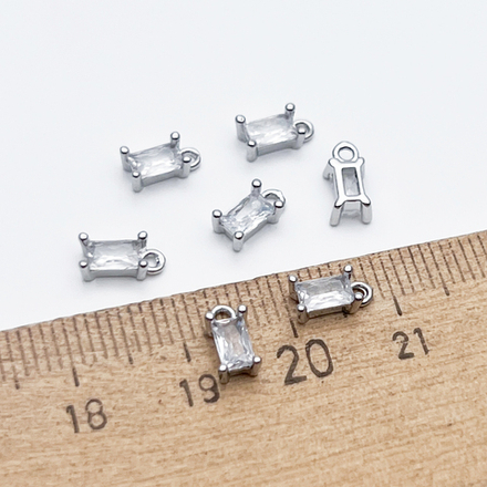 Подвеска Прямоугольник, цвет серебро (родий), размер 7,5*3,5 мм, цена за 1 шт