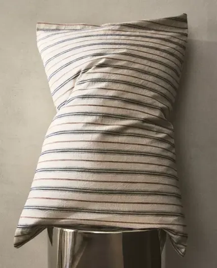ZARA HOME НАВОЛОЧКА В КОНТРАСТНУЮ ПОЛОСКУ, СВЕТЛО-БЕЖЕВЫЙ