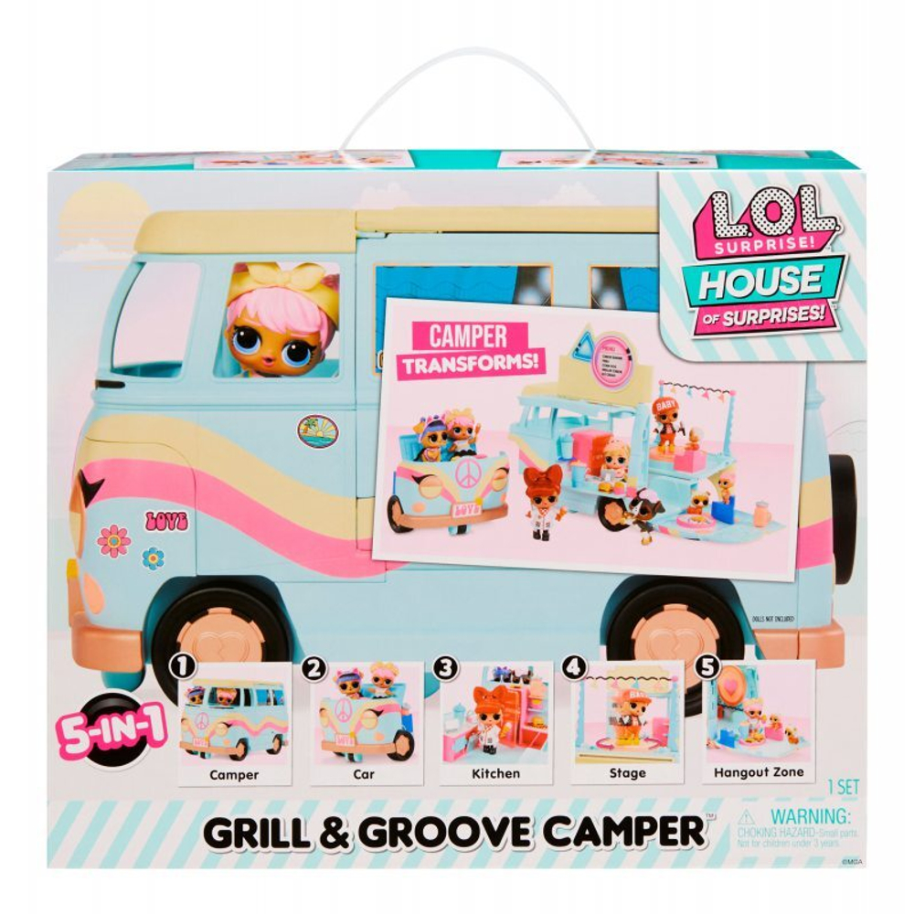 LOL SURPRISE - Car Camper LOL 5in1 Grill &amp; Groove Camper 580645