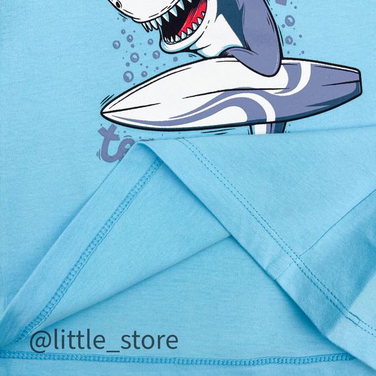 Футболка хлопковая "Акулы" бирюзово-голубая