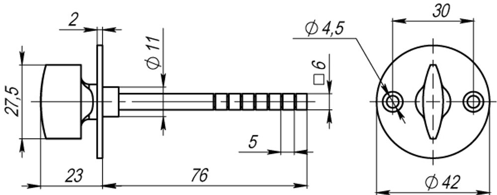 Ручка поворотная SB-30/6-GP-2 (золото)