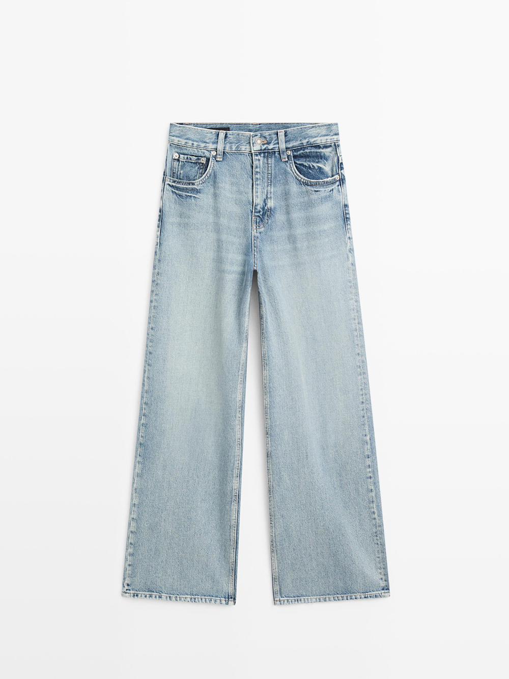Massimo Dutti Джинсы с широкими штанинами, светло-голубой