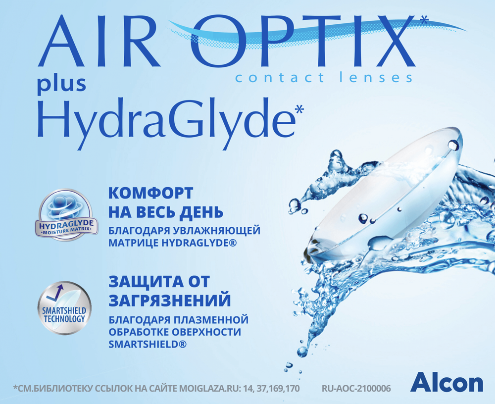 Контактные линзы Air Optix plus HydraGlyde купить в интернет магазине Линзынадом24.рф