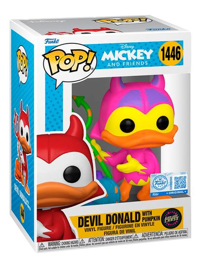 Фигурка Funko POP! Disney Mickey and Friends Devil Donald w/Pumpkin w/(BLKLT)Chase (Exc) (1446)77398 / Фигурка Фанко ПОП! по мотивам вселенной "Дисней", Дональд Дак (ЧЕЙЗ)
