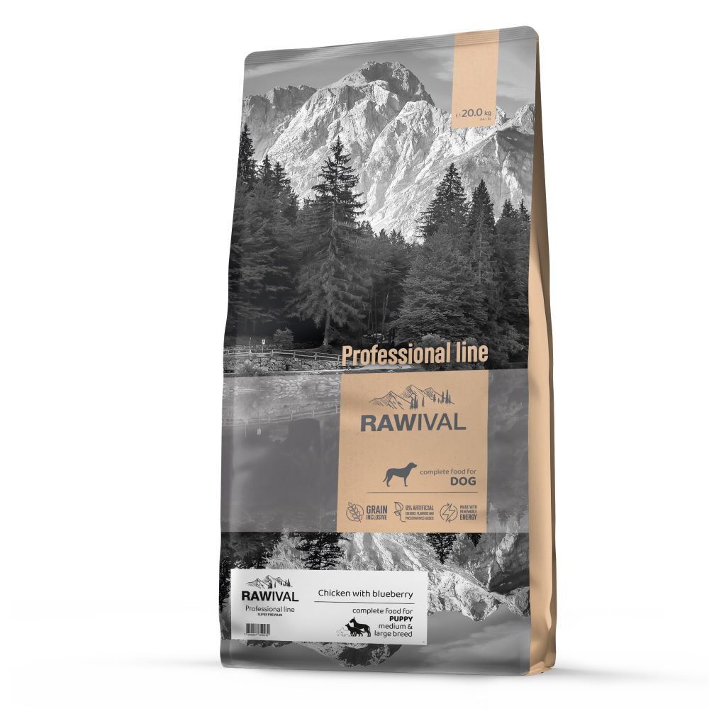Сухой корм RAWIVAL TB (Сербия) бридер для щенков с курицей и черникой - 20 кг (срок до 04.09.2025)