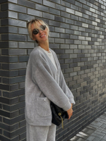 Костюм "пушистик" с кардиганом в сером цвете