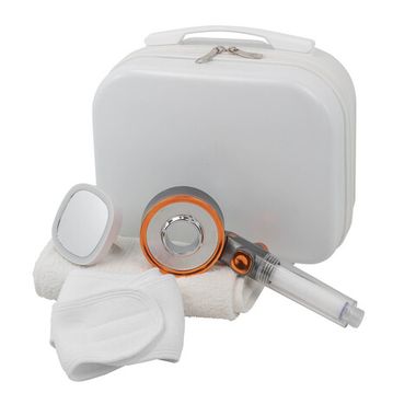 Набор(сумка белая 2149#+полотенце+зеркало52870+повязка на голову на липучке+лейка для душа52057) La and Te beaute LT2Bag