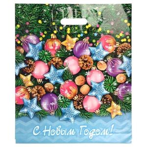 Пакет новогодний прорубная ручка Россия 40*47 см 45 мкм ПВД Каламбур 1 шт 500 шт/кор