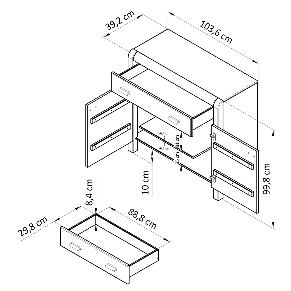 Комод Мадейра из массива сосны с дубовыми ручками, серый