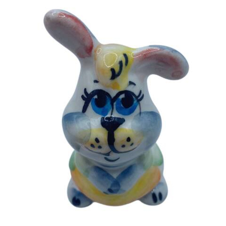 Фигурка Зайка в юбке цветная гжель