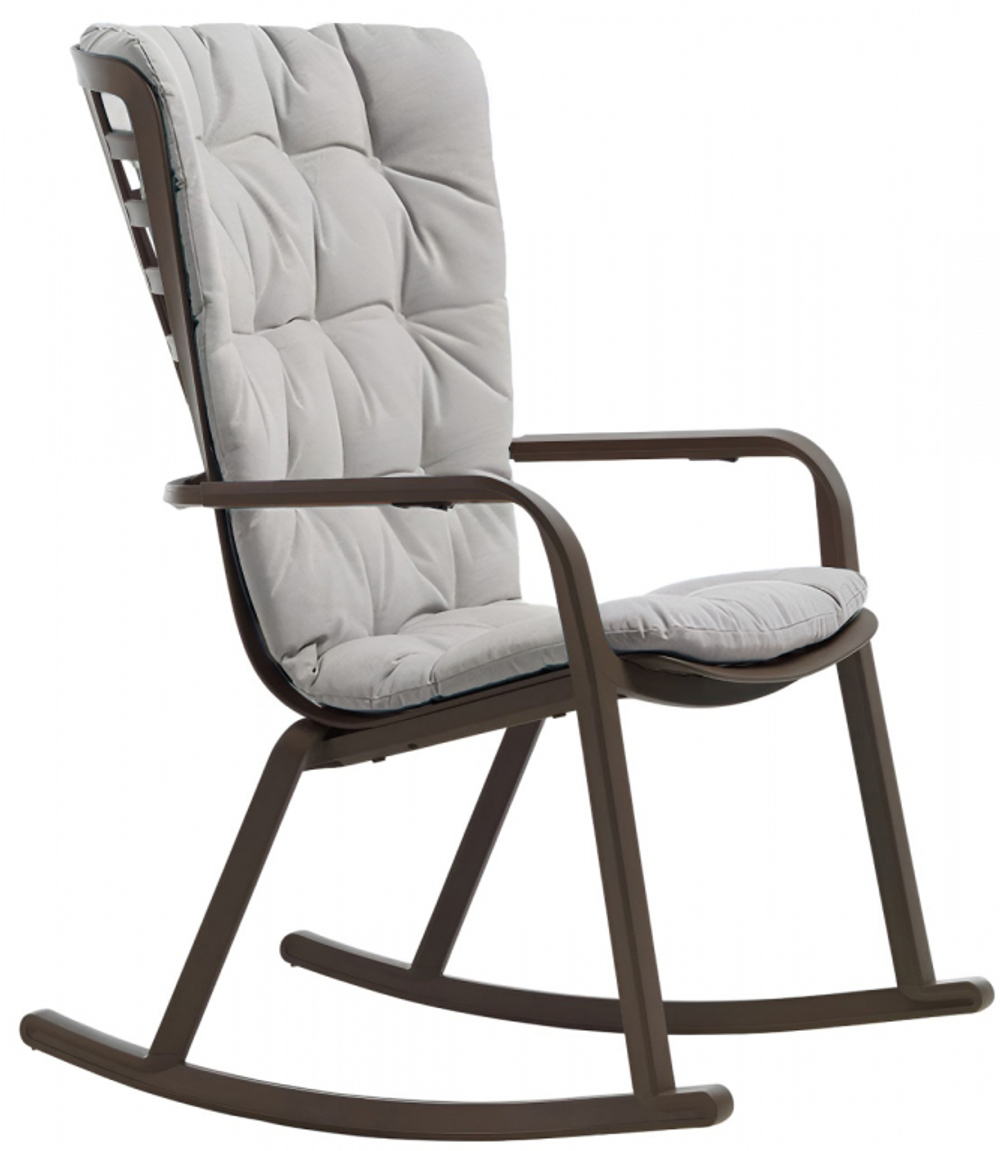 Кресло качалка пластиковое с подушкой Nardi Folio, табак, серый