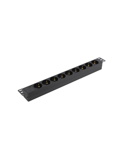 Exegate EX280847RUS Блок розеток ExeGate ServerPro PDU-19H901 Al-9S-C14, 19",1U,алюм, 9Schuko, С14