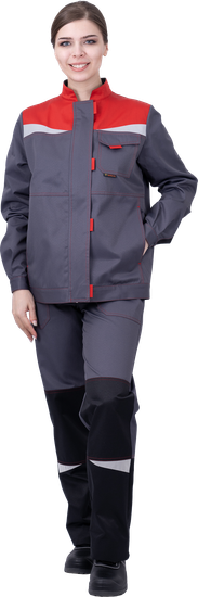 Костюм женский "КМ-10 ЛЮКС" брюки (серый/черный/красный)