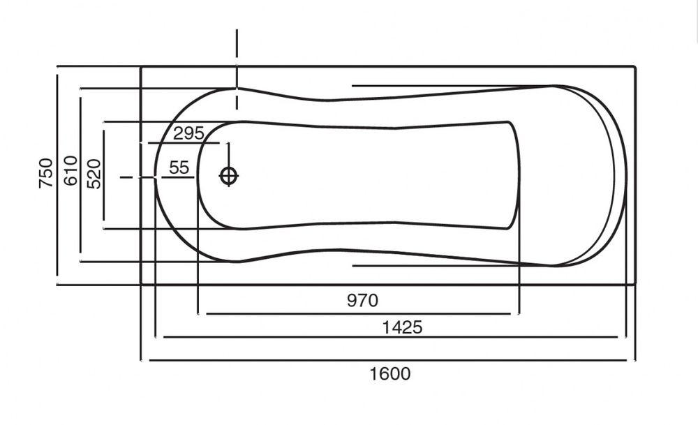 Акриловая ванна Roca Uno 160x75 ZRU9302869 схема