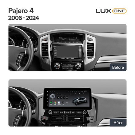 Магнитола Mitsubishi Pajero 4 2012-2022 (штатная КЗВ) - Teyes LUX ONE 360 монитор 12.3", Android 10, CarPlay, 4G SIM-слот, 6/128 ГБ, 4 камеры в комплекте