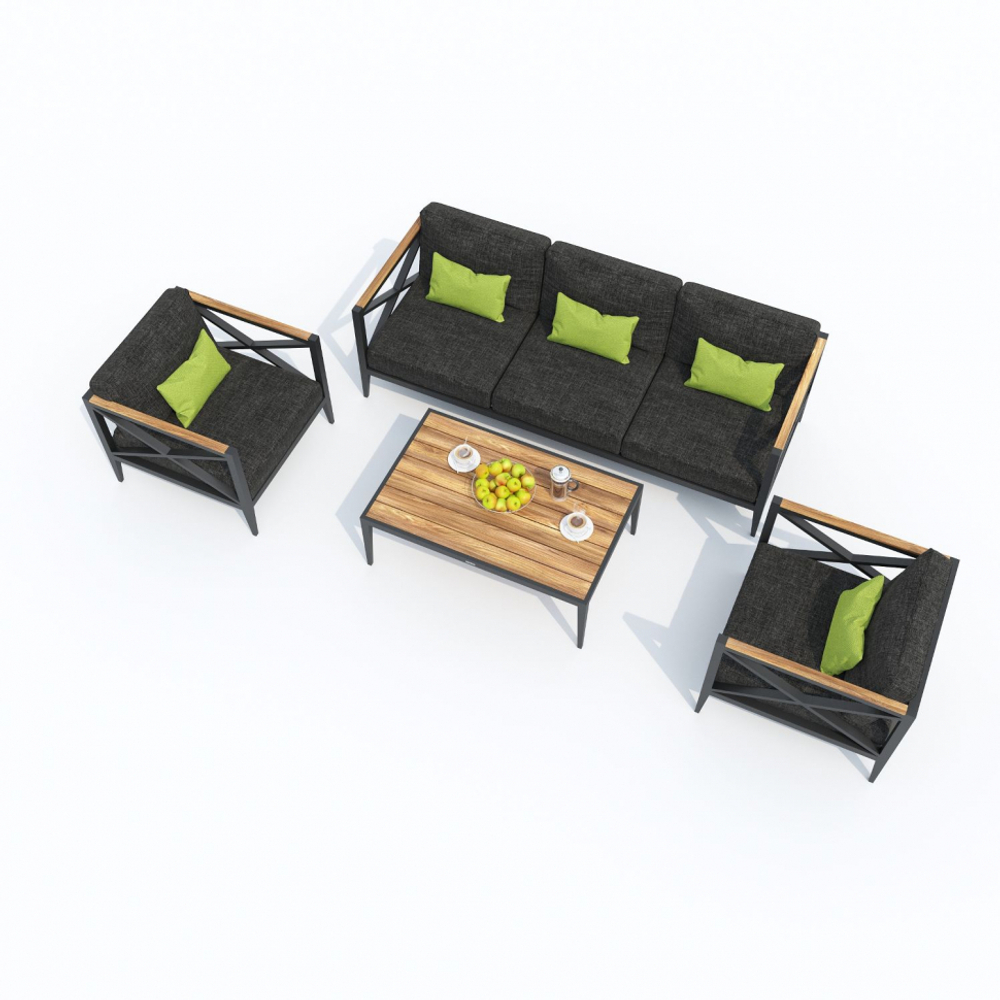 Лаунж зона Ideal Patio ВЕРИТА темно-серая (маренго) - каркас карбон - столик тик