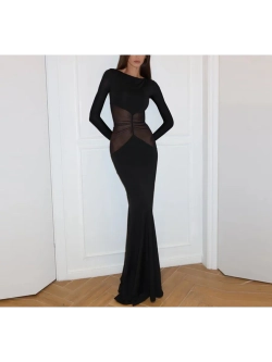 Платье вечернее макси с сеткой