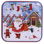 Банка жестяная «Дед Мороз и пряничный домик» 900мл 12*12*6,5см