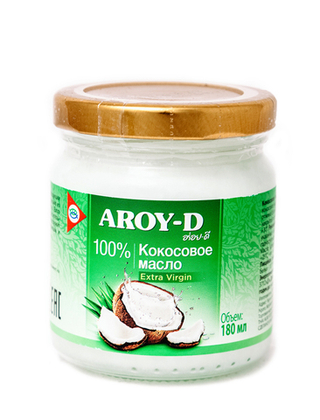 Масло кокосовое Aroy-D Extra virgin, стекло, 180 мл