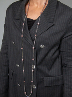 Колье "Бланш" 130 см из жемчуга розовый щербет на серебряной цепочке