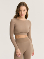 Бесшовный кроп топ с длинным рукавом