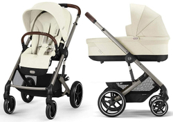 Коляска Cybex Balios S Lux TPE complete Aton S2 Moon Black 3 в 1 Seashell Beige с дождевиками