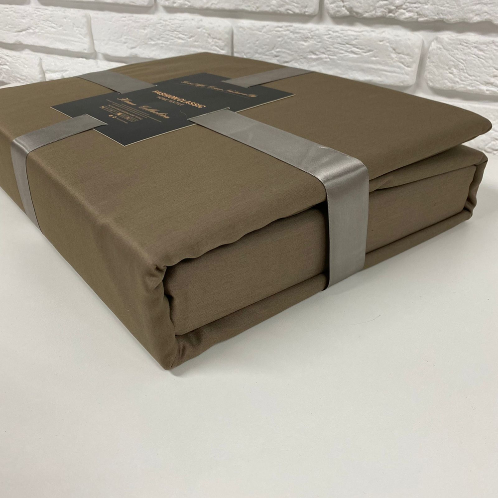 Комплект постельного белья ЕВРО 100% Сатин однотонный коричневый