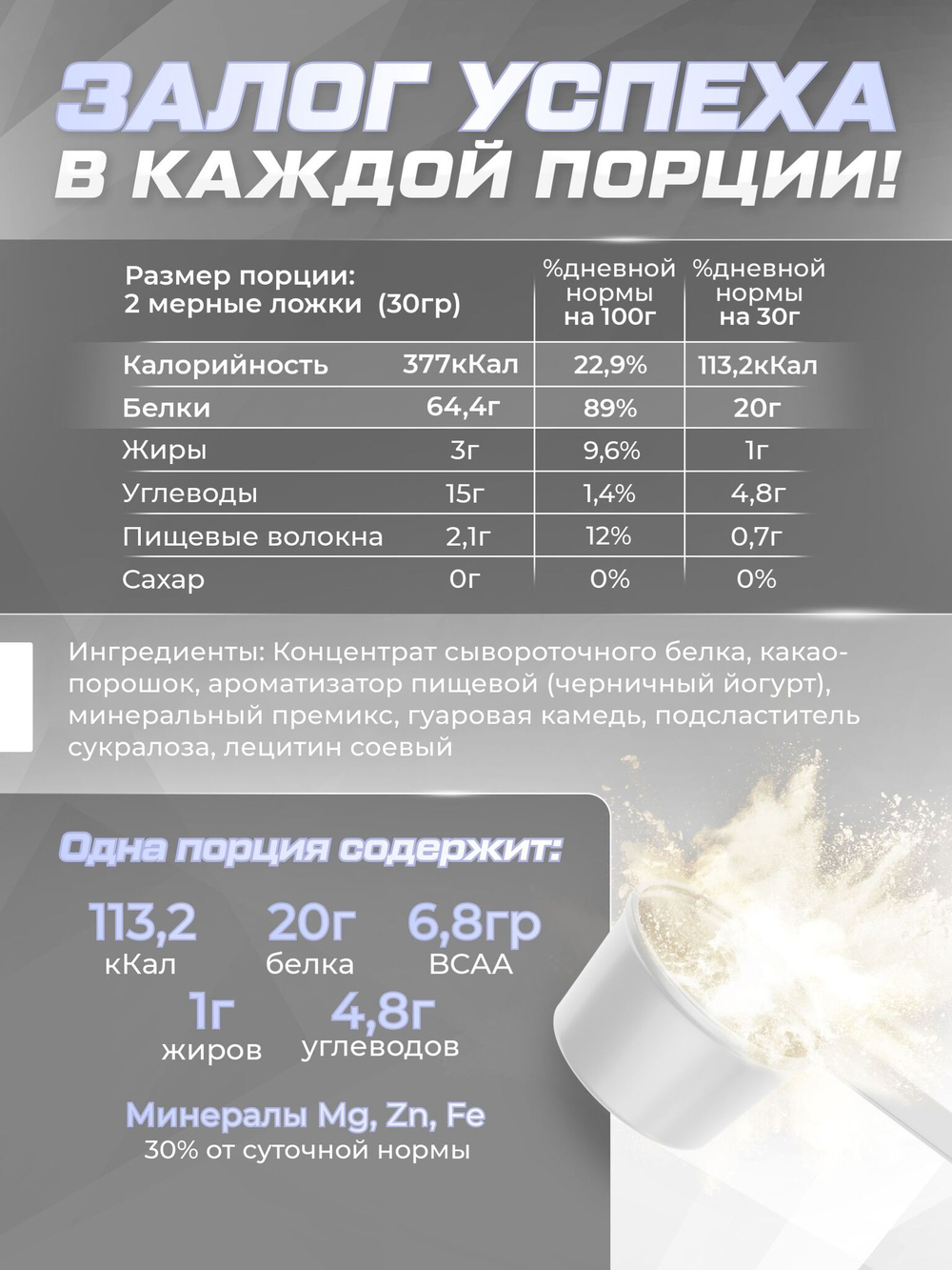3 банки протеин сывороточный со вкусом черники, земляники, малины, 90 порций 2700г.