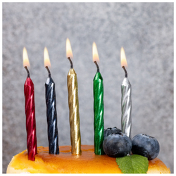 Свечи для торта металлик ассорти 10 штук