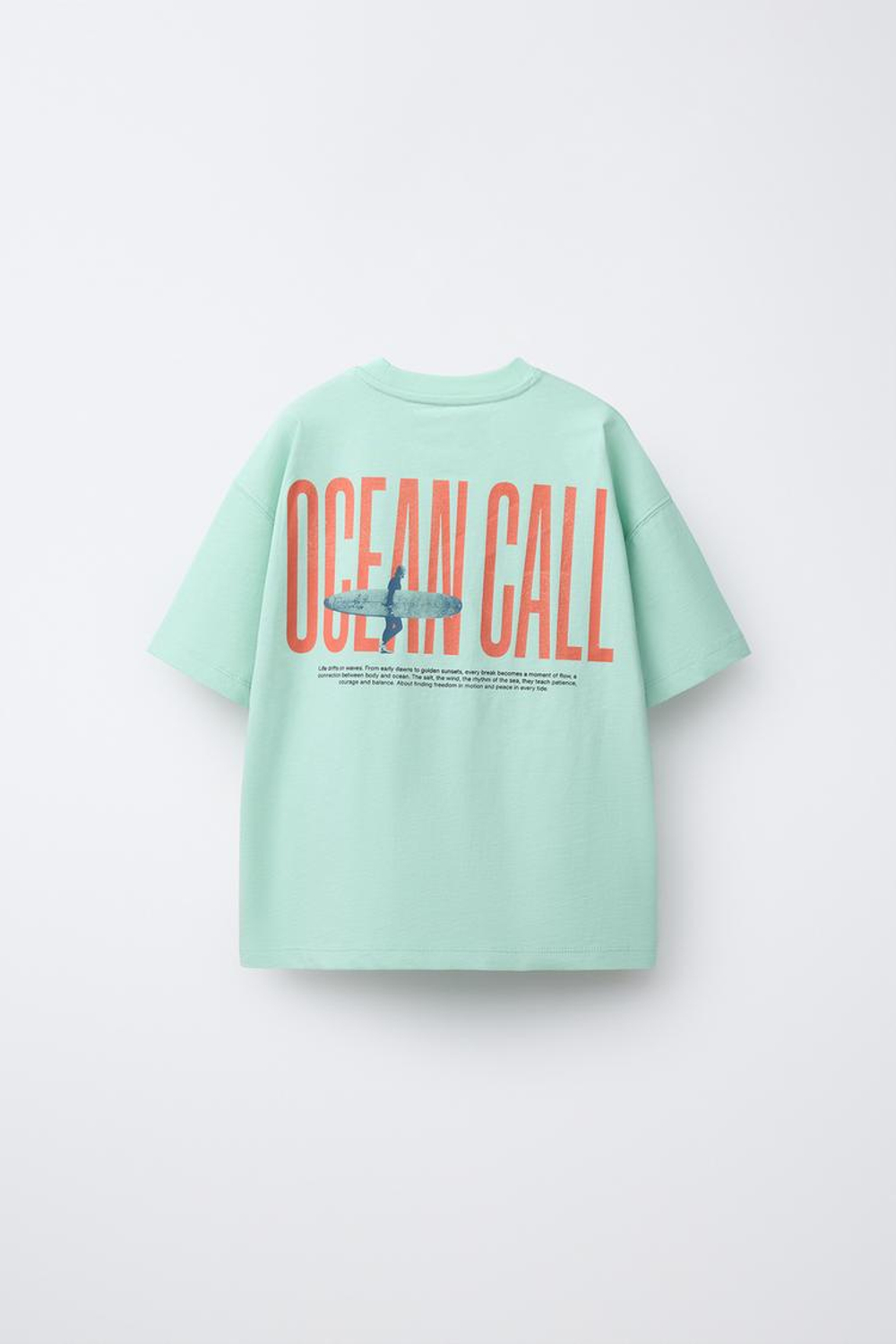 ZARA ФУТБОЛКА С НАДПИСЬЮ, СВЕТЛО-ЗЕЛЕНЫЙ