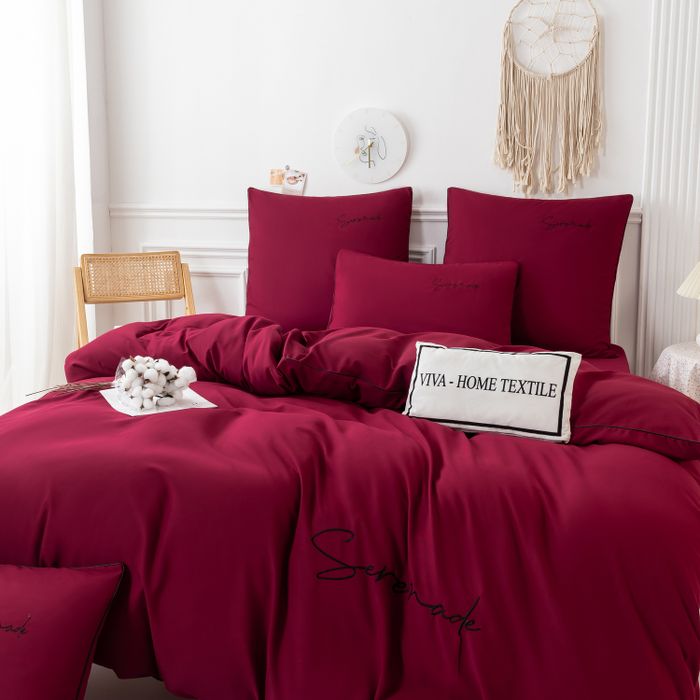 Комплект постельного белья Однотонный Сатин «Красная страсть»
