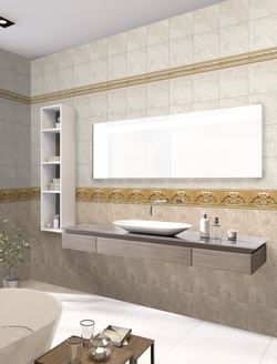 Панель ПВХ фотопечать с глиттером Вавилон молочный 2700х250мм