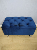 Банкетка синий ВЕЛЮР с нишей для хранения