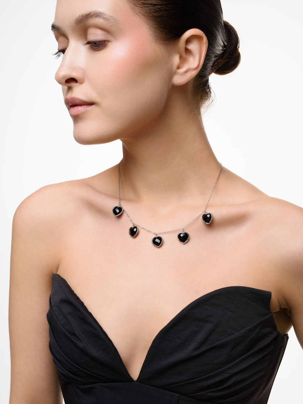 Чокер "Amour" с черным агатом Silver