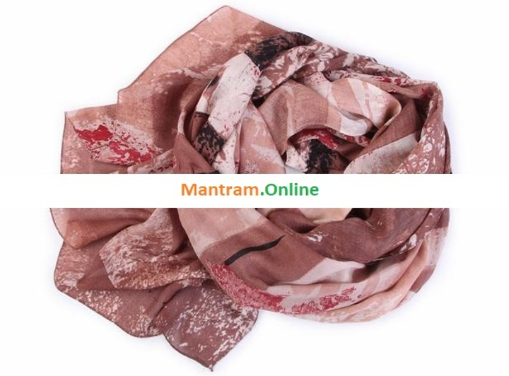 Палантин материал Вискозное волокно (Modal) Осенний лес цвет коричневый бежевый красный черный размер 165х105 см.