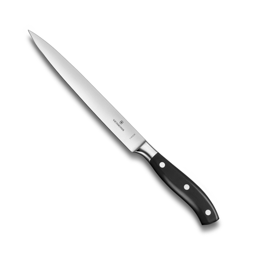 Нож Victorinox филейный кованый лезвие 20 см, черный (подарочная упаковка)